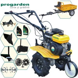 Pachet motocultor ProGARDEN Campo 703 7CP cu remorca 500 kg si accesorii