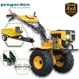 Pachet motocultor ProGARDEN Campo 873 Alpine 7 CP cu remorca 500 kg si 5L ulei