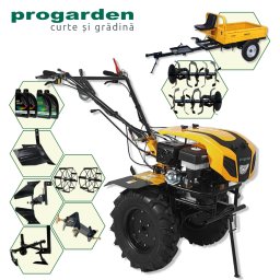 Motocultor ProGARDEN Campo 1844 18CP cu remorca 500 kg si accesorii