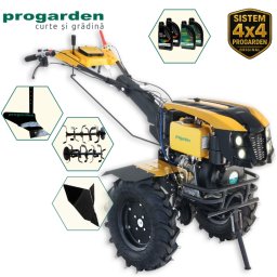 Motocultor ProGARDEN Campo 1273 Alpine V2 12 CP diesel cu pluguri si 4 L ulei
