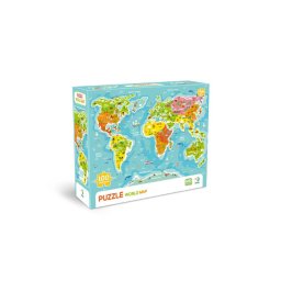Puzzle educativ Harta lumii cu 100 piese pentru copii 5+