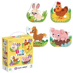 Puzzle 4 in 1 Ferma Vesela pentru copii 18 luni+, 2-4 piese