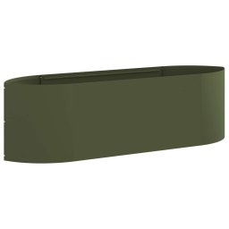 Pat de gradina ridicat Verde masliniu 140 x 40 x 40 cm Otel GartenMobel Dekor
