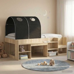Tunel pentru Pat 2 pcs Negru 211 x 52,5 x 2 cm Poliester GartenMobel Dekor