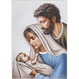 Icoana Sfanta Familie - albastru cu argintiu (Dimensiune icoana: 23,5 x 17,5 cm)