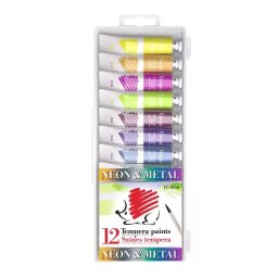 ICO Arici: tempera la tub cu efect metalic și neon – set de 12 bucăți