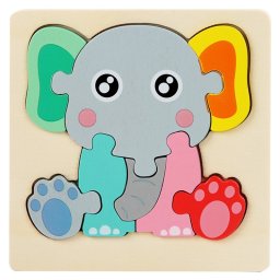 Puzzle 3D mini pastel, 12 modele, din lemn
