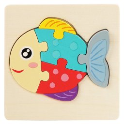 Puzzle 3D mini pastel, 12 modele, din lemn