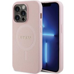 Husa Guess GUHMP14LPSAHMCP case for iPhone 14 Pro - pink Saffiano MagSafe