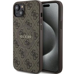 Husa MagSafe 4G Collection Leather Metal Logo pentru iPhone 15 Plus/14 Plus (6.7") – Maro