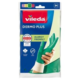 Diverse articole de curatenie Vileda Dermo Plus ‘M’ Gloves Green Cotton, Nitrile