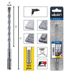Burghiu pentru beton, ALPEN SDS PLUS, F4 Forte 2 MUCHII, 20X310/250