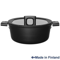 Oala cu capac, din aluminiu, antiaderenta, Fiskars Hard Face, Ø 26 cm, 5 l