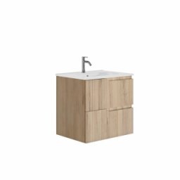 Set mobilier suspendat cu 2 sertare Gala Canaletto cu lavoar 60 cm, lemn bej mat