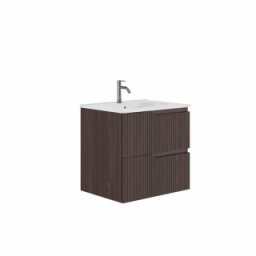 Set mobilier suspendat cu 2 sertare Gala Canaletto cu lavoar 60 cm, nuc negru mat