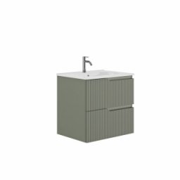 Set mobilier suspendat cu 2 sertare Gala Canaletto cu lavoar 60 cm, verde mat