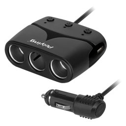 Splitter bricheta auto Peiying cu 3 prize, port USB si cablu 75 cm