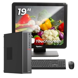 Sistem POS OptimX T5 SFF cu procesor G6400T, generatia 10a, 8Gb DDR4, 256Gb SSD, Win 11 Pro + Monitor Touchscreen OptimX Pro MY19, 19 inch + CADOU : Kit Tastatura + Mouse OptimX Pro KM500 NewTechnology Media