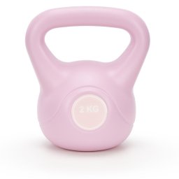 Kettlebell fitness 2 kg roz, cu învelis ABS rezistent si maner ergonomic