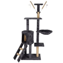 Ansamblu de joaca pentru pisici cu sisal, culcus si mingi, 145 cm, grafit