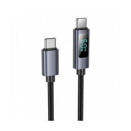 Cablu Date si Incarcare Hoco USB-C - Lightning Display X112 27W 1m Negru