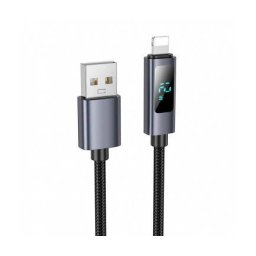 Cablu Date si Incarcare Hoco USB-A - Lightning Display X112 18W 1m Negru