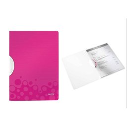 Dosar cu clip LEITZ Wow ColorClip, PP - roz metalizat