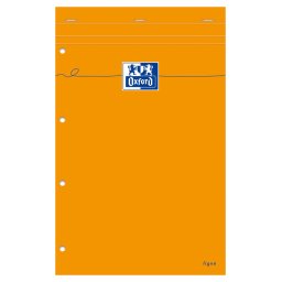 Blocnotes A4+, OXFORD Orange, 80 file galben - 80g/mp, Scribzee, 4 perf, coperta carton - dictando