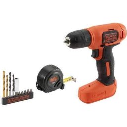 BLACK + DECKER Cordless Drill BDCD8GPA, 7,2Volt (orange / black, 1.5 Ah Li-Ion battery, incl. Bit set)