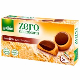 Biscuiți GULLON Ronditas cu Ciocolată FĂRĂ ZAHĂR 186g (16 Cutii/Bax)