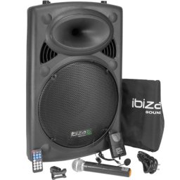 Boxa Portabila Ibiza Sound PORT15VHF-BT | 15", 800W, Bluetooth, USB, 2 Microfoane Wireless