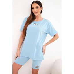 Kesi Włoski Women's cotton set with short sleeves and shorts blue