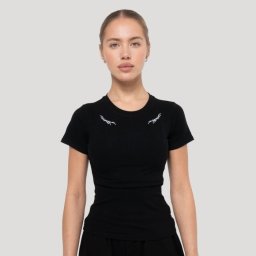 GymBeam Tricou pentru femei Tribal Ribbed Black M