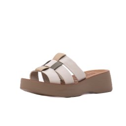 Papuci dama din piele naturala, PASS Collection J9J980008B 52-N, crem