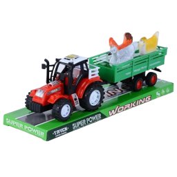 Jucarie tractor cu remorca cu pasari de curte