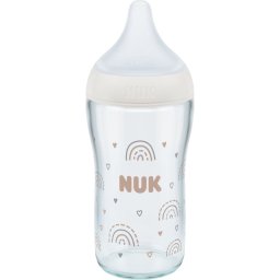 NUK Perfect Match Glass Bottle biberon de sticlă cu controlul temperaturii 3m+ 230 ml