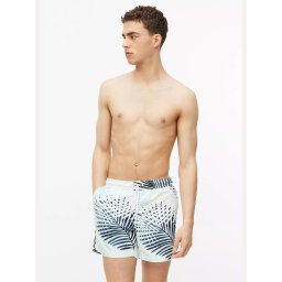s.Oliver Pantaloni scurti barbati pentru inot cu imprimeu floral, Regular fit, Turcoaz deschis (SELECTATI MARIMEA: S)