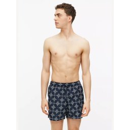 s.Oliver Pantaloni scurti barbati pentru inot cu imprimeu floral, Regular fit, Bleumarin inchis (SELECTATI MARIMEA: S)