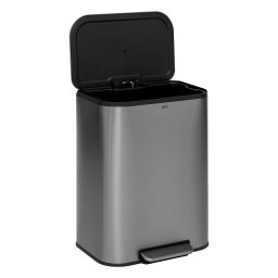 Cos de gunoi cu pedala 5Five, inox mat, 50L, galeata detasabila, argintiu