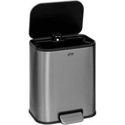 Cos de gunoi cu pedala 5Five, inox mat gri, 5L, galeata detasabila