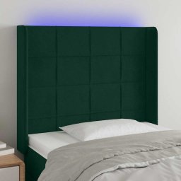 Tablie de pat cu LED, verde închis, 93x16x118/128cm, catifea GartenMobel Dekor