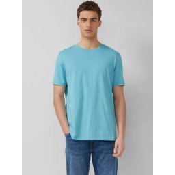 s.Oliver Tricou barbati din bumbac, la baza gatului, Regular fit, Turcoaz (SELECTATI MARIMEA: L)