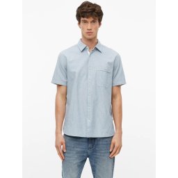 s.Oliver Camasa barbati cu imprimeu in dungi, din bumbac, Regular fit, Albastru (SELECTATI MARIMEA: 2XL)