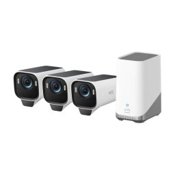 Camera de supraveghere Sistem supraveghere video wireless eufyCam S3 Pro, 4K, BionicMind™, MaxColor Vision, Panou Solar integrat, Homebase 3 + 3 camere video eufyCam S3