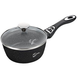 Cratita antiaderenta cu maner si capac VER200LSPB-20 cm, Invelis marmura antiaderenta, Capac din sticla termorezistenta
