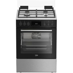 Aragaz Beko FBSM62530DXMS Aragaz Mixt, 85 cm, 4 arz., Sticla Neagra + Inox
