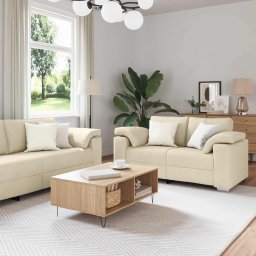 Canapea 3 pcs Crem 219 x 80 x 82 cm Material textil din in GartenMobel Dekor