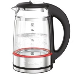Cana electrica Cuisinart GK19E Double Glass, 3000 W, 1,7 l, 50-100°C, Baza rotativa la 360°, Comenzi tactile, Filtru, Indicator, Inox/Negru