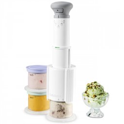 Aparat de facut inghetata Cuisinart Freeze Wand ICEFD10E, 250 W, 240 ml, 5 programe, Fara BPA, Functionare silentioasa, Alb