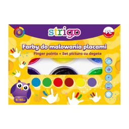 Set vopsele lavabile pentru pictura cu degetele Strigo, 6 culori SSC298
